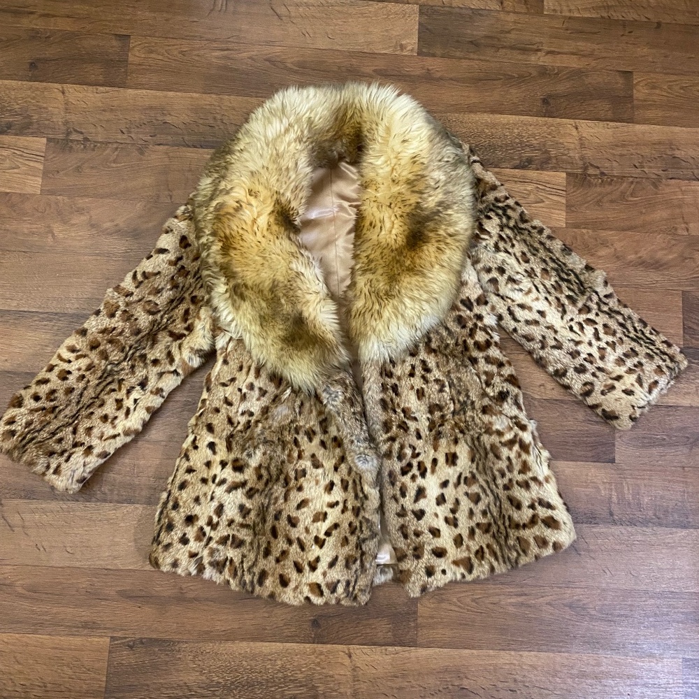 Vintage Leopard Print Faux Fur Coat